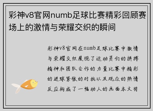 彩神v8官网numb足球比赛精彩回顾赛场上的激情与荣耀交织的瞬间